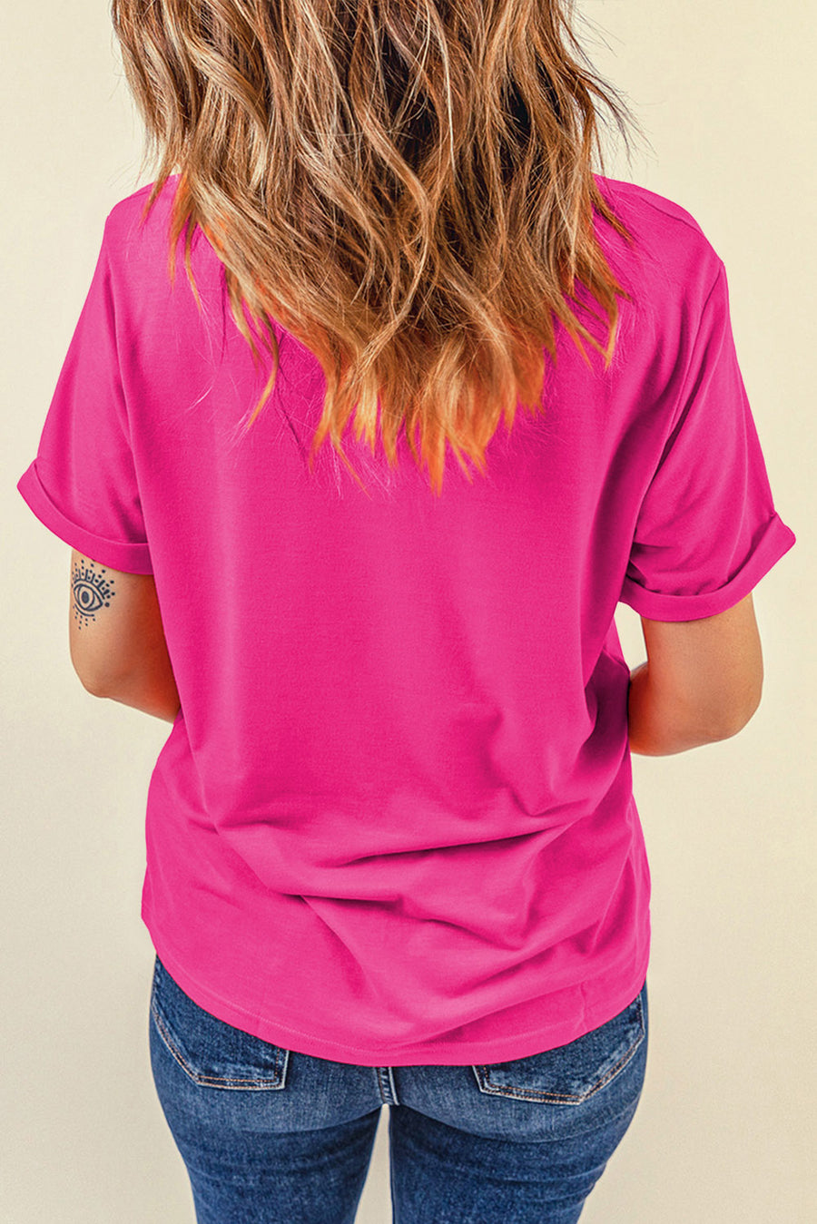 Basic Crew Neck Rolled Sleeve T-Shirt- 12 Colors