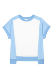 Color Block Exposed Seam Patchwork Crew Neck T-Shirt- 2 Colors
