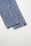 Mineral Wash Blue Straight Leg Denim Overalls