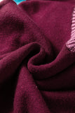 Burgundy Contrast Trim V-Neck Short Sleeve Loose Sweater