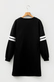 Varsity Striped Long Sleeve Loose Mini Dress with Pockets- 5 Colors