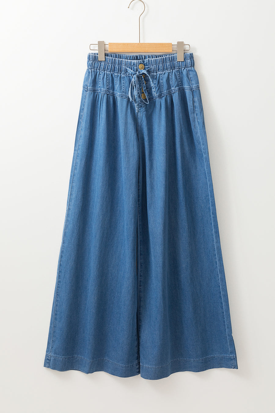 Mineral Wash Button-Up High-Waist Wide Leg Jeans