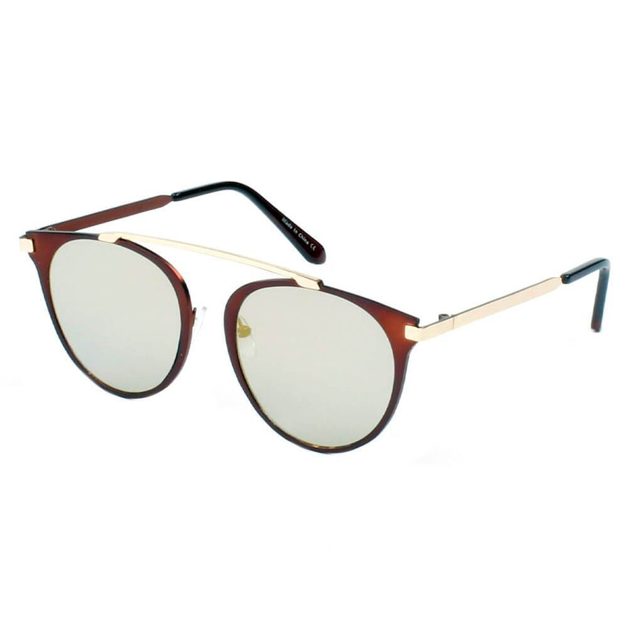FRISCO | Modern Horn Rimmed Metal Frame Round Sunglasses- 5 Colors