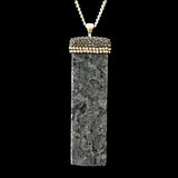 Gold Tone Natural Pendant Necklace with Accent Stones- Black