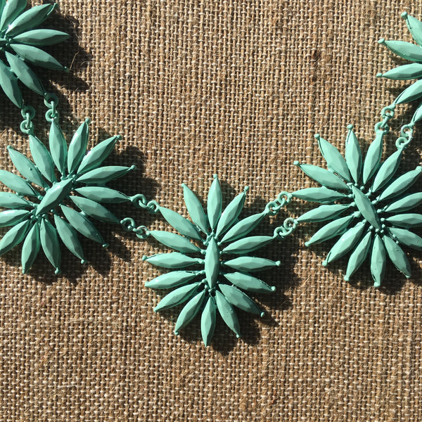 Floral Coated Necklace Set- Mint