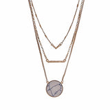 Triple Layer Gold Tone Necklace with Pendant- Howlite