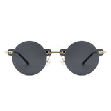 Crescent - Circle Retro Round Rimless Fashion Tinted Vintage Sunglasses