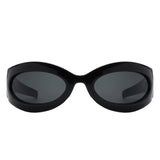 Albion - Retro Oval Wrap Around Round Sunglasses