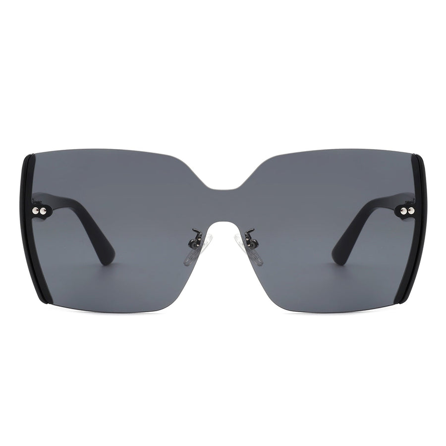 Xanadune -  Square Oversize Half Frame Tinted Retro Fashion Women Sunglasses