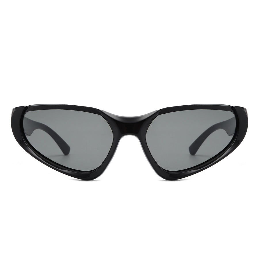 Dazzling - Retro Rectangle Wrap Around Fashion Sunglasses