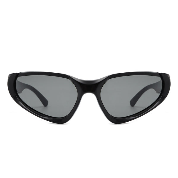 Dazzling - Retro Rectangle Wrap Around Fashion Sunglasses
