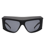 Thalia - Oversized Chunky Square Wrap Around Tinted Sunglasses