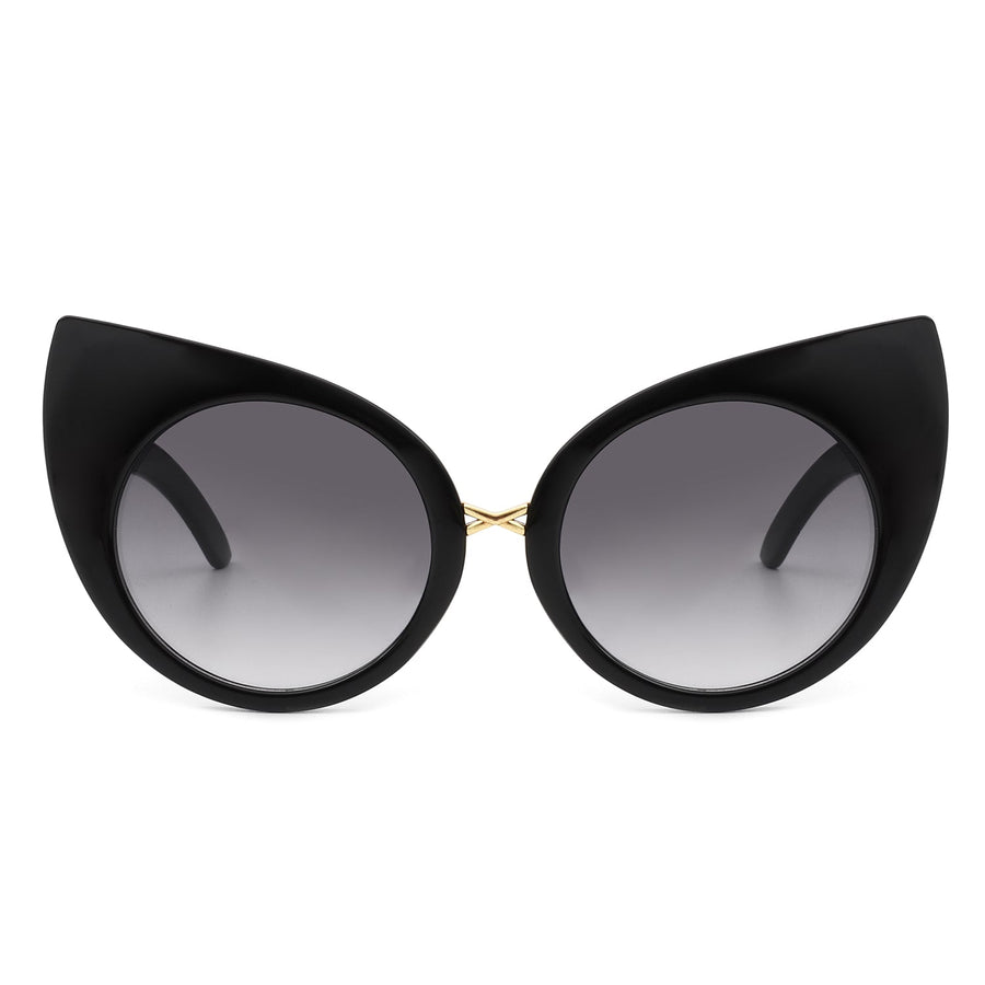 Iridessa - Mod Retro High Pointed Oversized Cat-Eye Sunglasses- 6 Colors