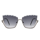 Starfire Half Frame Square Irregular Tinted Cat-Eye Fashion Sunglasses- 6 Colors