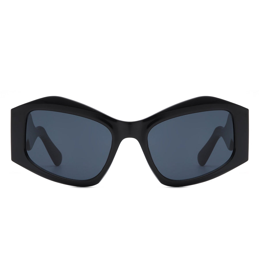 Shimmerz Oversized Square Irregular Wavy Temple Sunglasses- 7 Colors