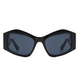 Shimmerz Oversized Square Irregular Wavy Temple Sunglasses- 7 Colors