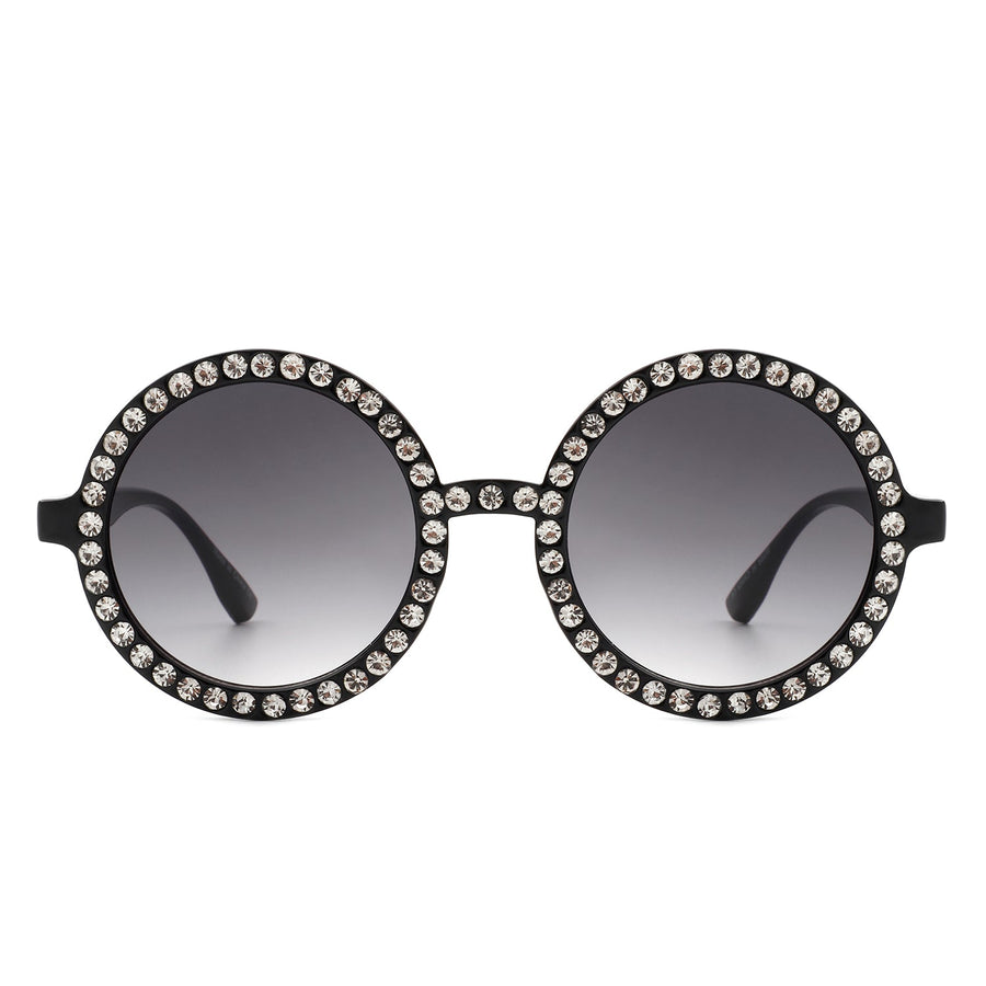 Dreamwey Round Oversized Rhinestone Fashion Sunglasses- 6 Colors