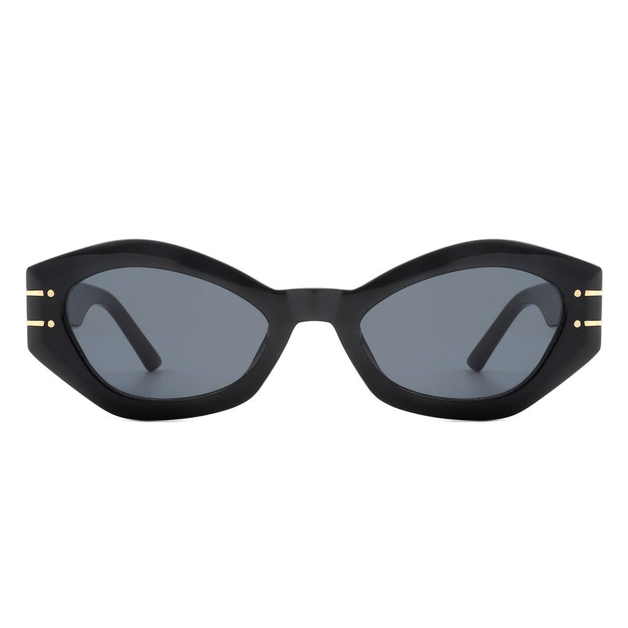 Elysiant - Geometric Oval Slim Fashion Round Cat Eye Sunglasses