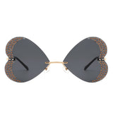 Quixotia - Rimless Butterfly Heart Shaped Tinted Sunglasses