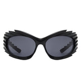 Nightgle - Rectangle Wrap Around Oval Spike Sport Sunglasses