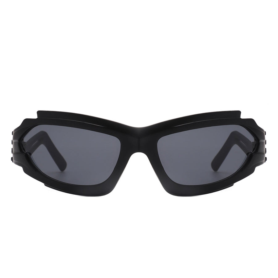 Moonhaze - Futuristic Rectangle Sport Wrap Around Sunglasses- 6 Colors