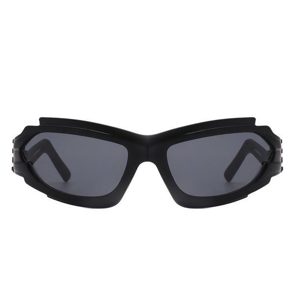 Moonhaze - Futuristic Rectangle Sport Wrap Around Sunglasses
