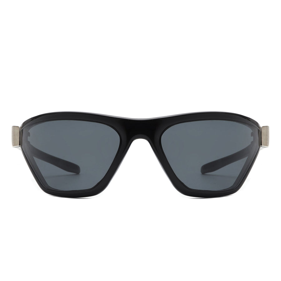 Luminize - Square Mirrored Wrap Around Sport Sunglasses