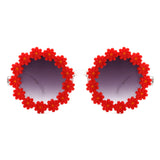 Ysabelia - Round Daisy Flower Shape Circle Sunglasses- 7 Colors