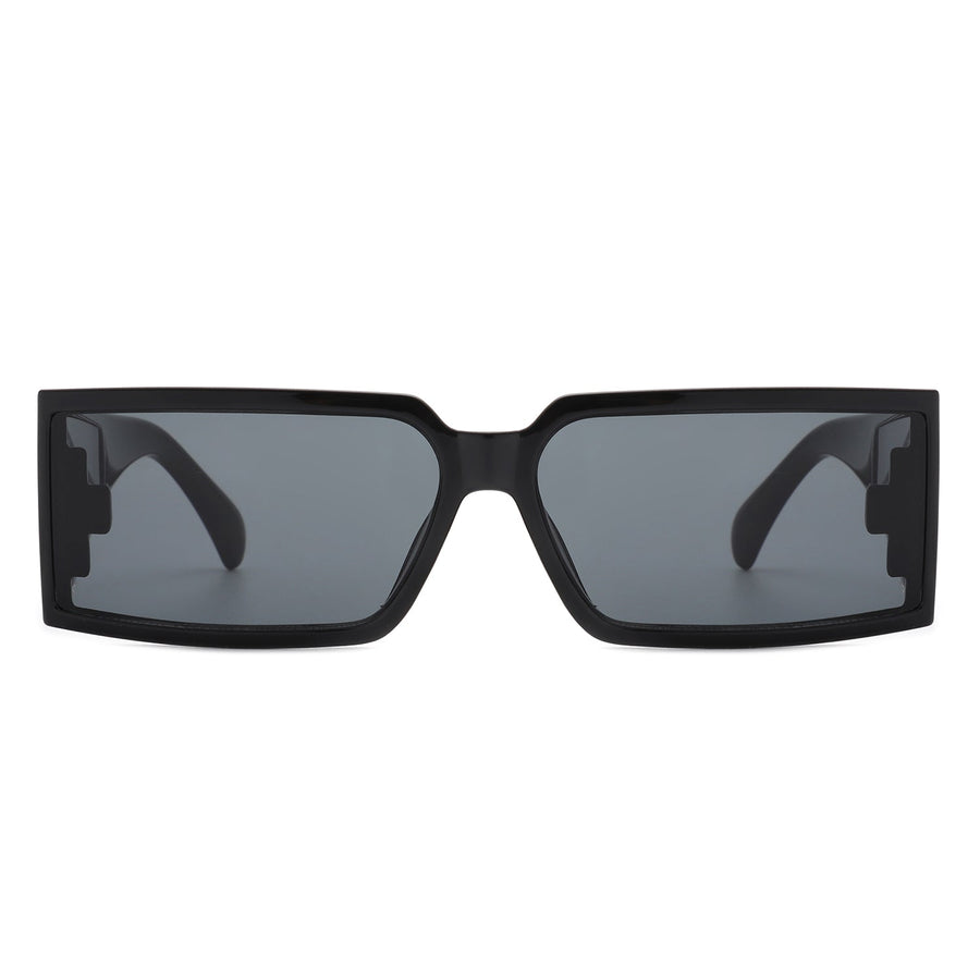 Daylumin - Retro Rectangle Chunky Square Wrap Around Sunglasses