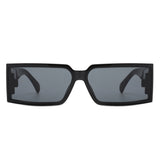 Daylumin - Retro Rectangle Chunky Square Wrap Around Sunglasses