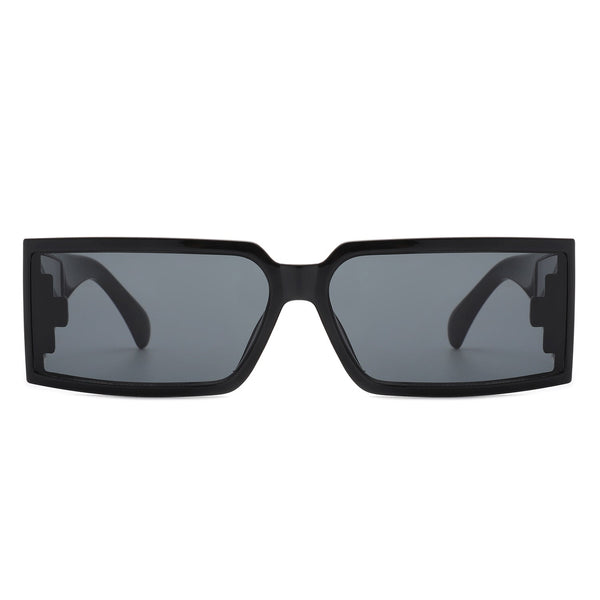 Daylumin - Retro Rectangle Chunky Square Wrap Around Sunglasses