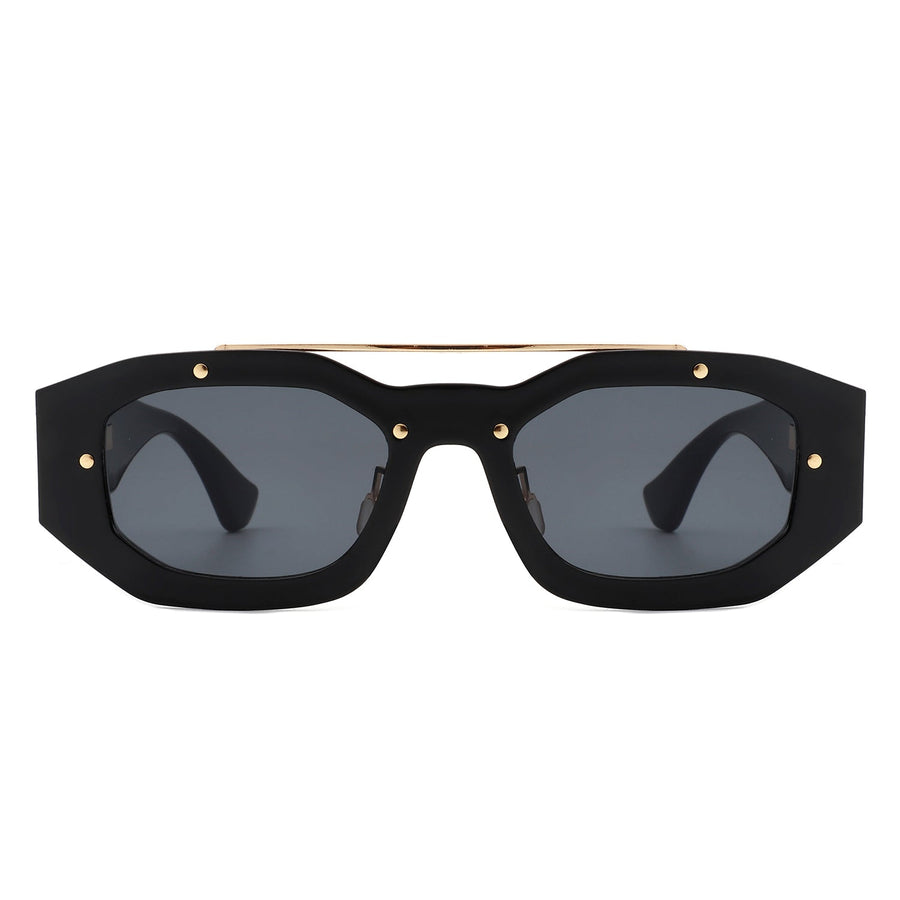 Xanadusk Geometric Retro Irregular Brow-Bar Square Fashion Sunglasses- 7 Colors
