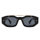 Xanadusk Geometric Retro Irregular Brow-Bar Square Fashion Sunglasses- 7 Colors