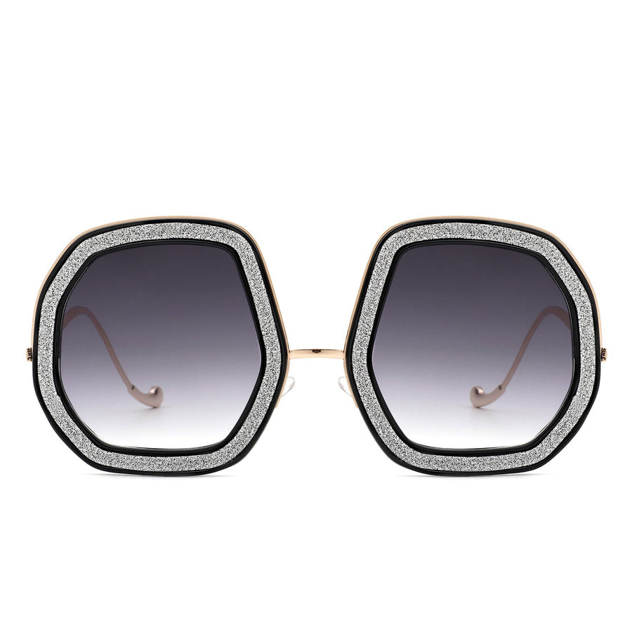 Xanadawn Round Irregular Geometric Glitter Fashion Sunglasses- 6 Colors