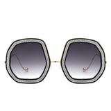 Xanadawn Round Irregular Geometric Glitter Fashion Sunglasses- 6 Colors