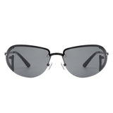 Oceandew - Retro Rimless Oval Tinted Round Sunglasses