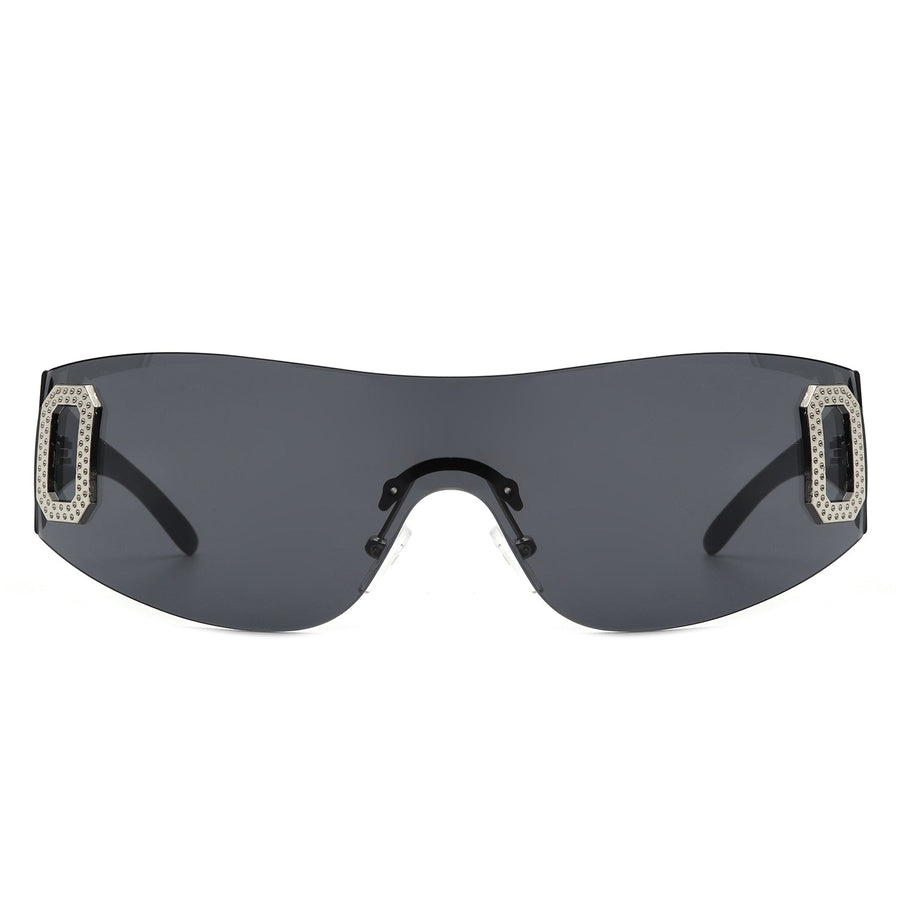 Havoc Rimless Rectangle Sleek Wrap-Around Sunglasses- 6 Colors