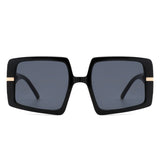 Jasmoria - Oversize Square Geometric Irregular Flat Top Women Sunglasses