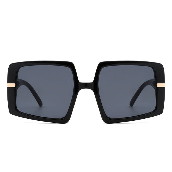 Jasmoria - Oversize Square Geometric Irregular Flat Top Women Sunglasses