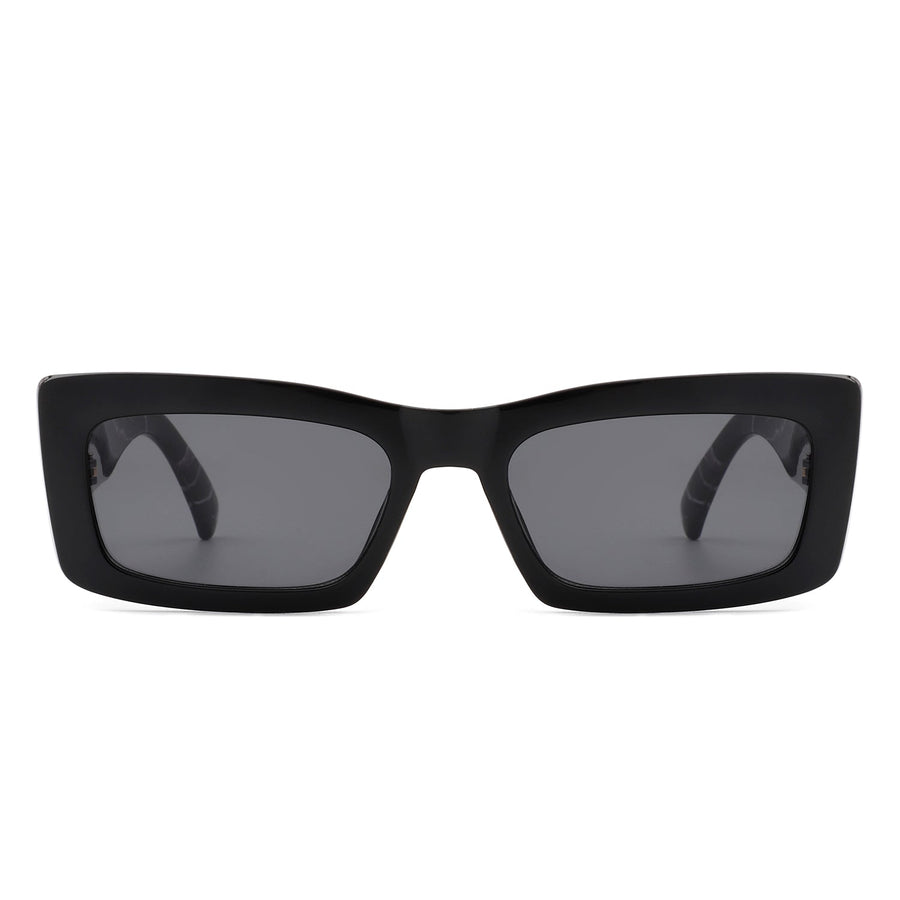 Illumyne - Retro Narrow Rectangle Flat Top Slim Sunglasses- 6 Colors