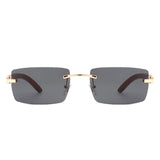Oceanize - Rectangle Rimless Retro Frameless Fashion Tinted Sunglasses