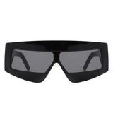 Celestia - Oversized Rectangle Square Tinted Flat Top Sunglasses
