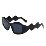 Shimmerz Oversized Square Irregular Wavy Temple Sunglasses- 7 Colors