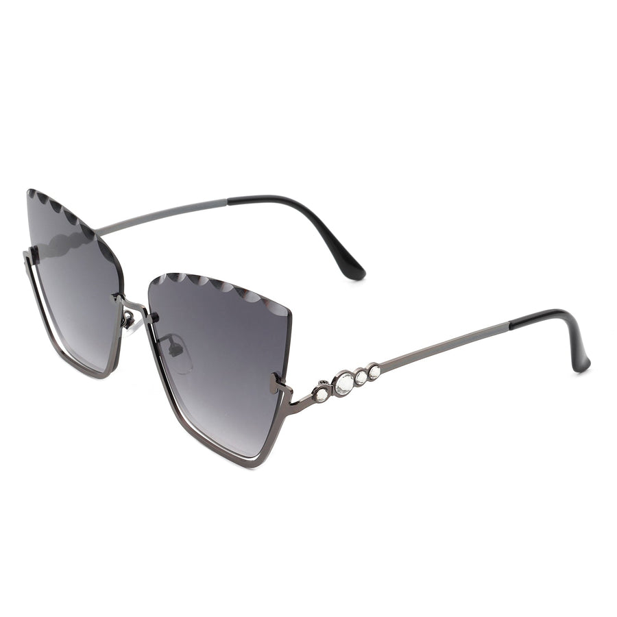 Starfire Half Frame Square Irregular Tinted Cat-Eye Fashion Sunglasses- 6 Colors