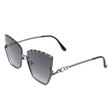Starfire Half Frame Square Irregular Tinted Cat-Eye Fashion Sunglasses- 6 Colors