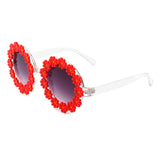 Ysabelia - Round Daisy Flower Shape Circle Sunglasses- 7 Colors