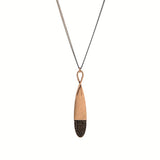 Burnished Gold Tone Necklace with Teardrop Rhinestone Pendant- Black Diamond