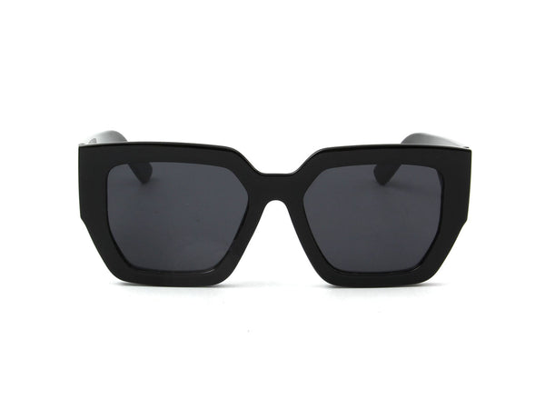 SALONIKA | Bold Square Cat-Eye Fashion Sunglasses- Black