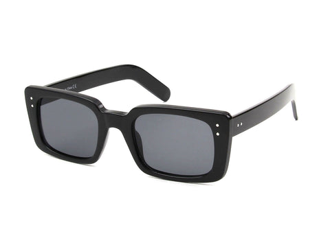 NOGALES | Retro Vintage Rectangle Fashion Sunglasses- Black