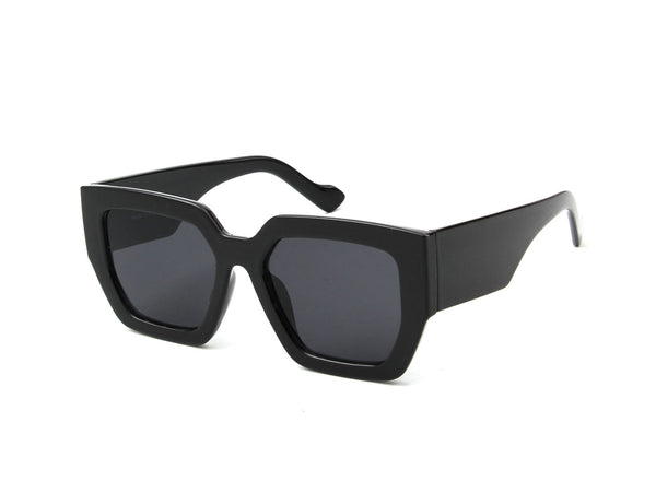 SALONIKA | Bold Square Cat-Eye Fashion Sunglasses- Black